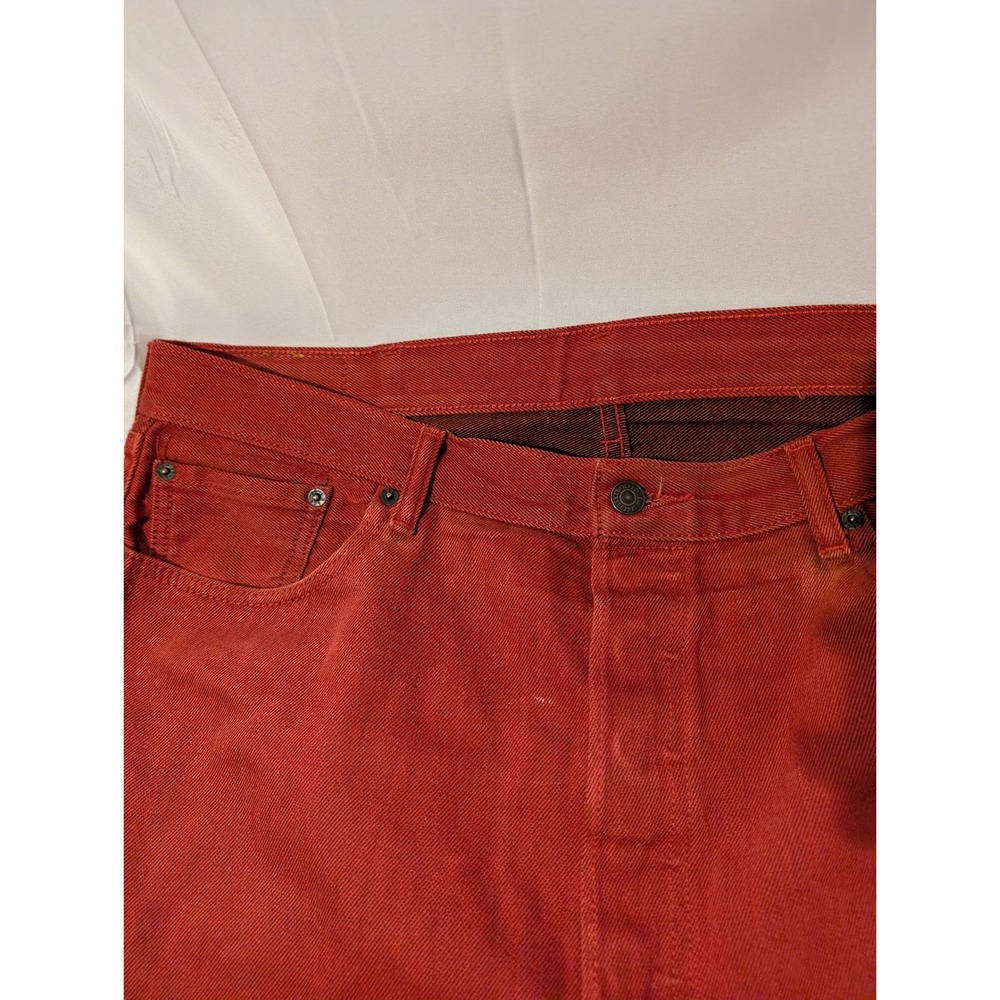 Levi Strauss 501xx Red 40×32 Denim Jeans Men`s Size Straight Leg - Picture 5 of 9